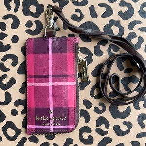 KATE SPADE Card Case Lanyard wlr00651 STACI PLAID